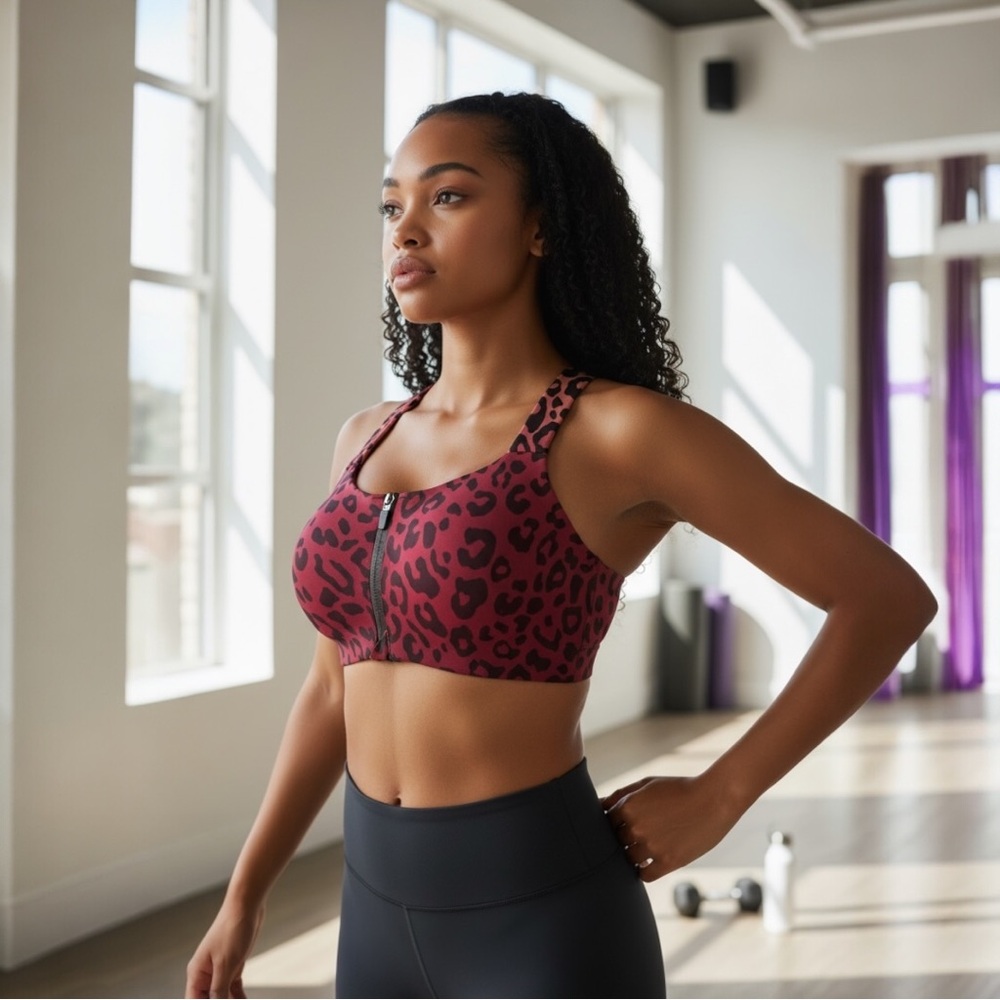 Victoria Secret Leopard Print Sports Bra - Red